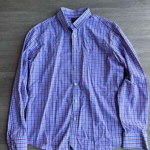 Men's Blue and Pink Checkered Shirt